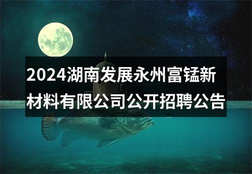 2024湖南发展永州富锰新材料有限公司公开招聘公告 图片